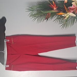 CHAUS Women's Dena Zipper Pocket  Wine Red Pants Size 8 Inseam:28" Rise:11"